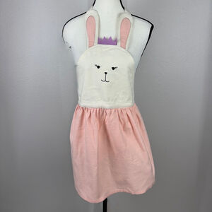 World Market Princess Bunny Apron White Pink Happy Easter Spring Baking Kitchen